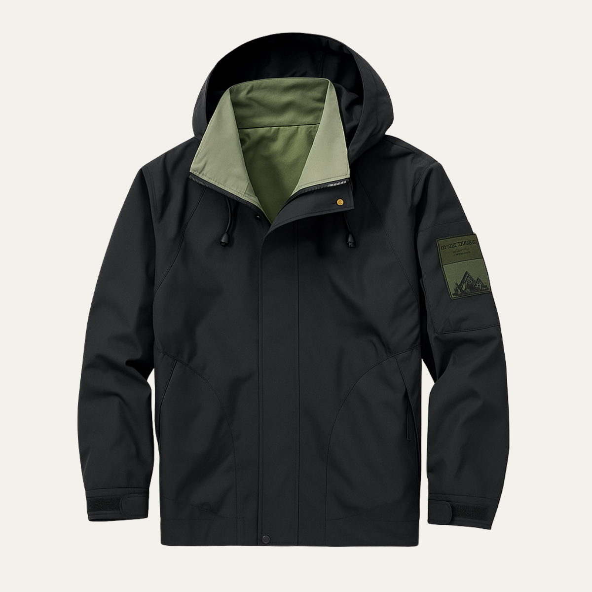 Ezra | Men's Rain Jacket Black Windbreaker Hooded Lightweight