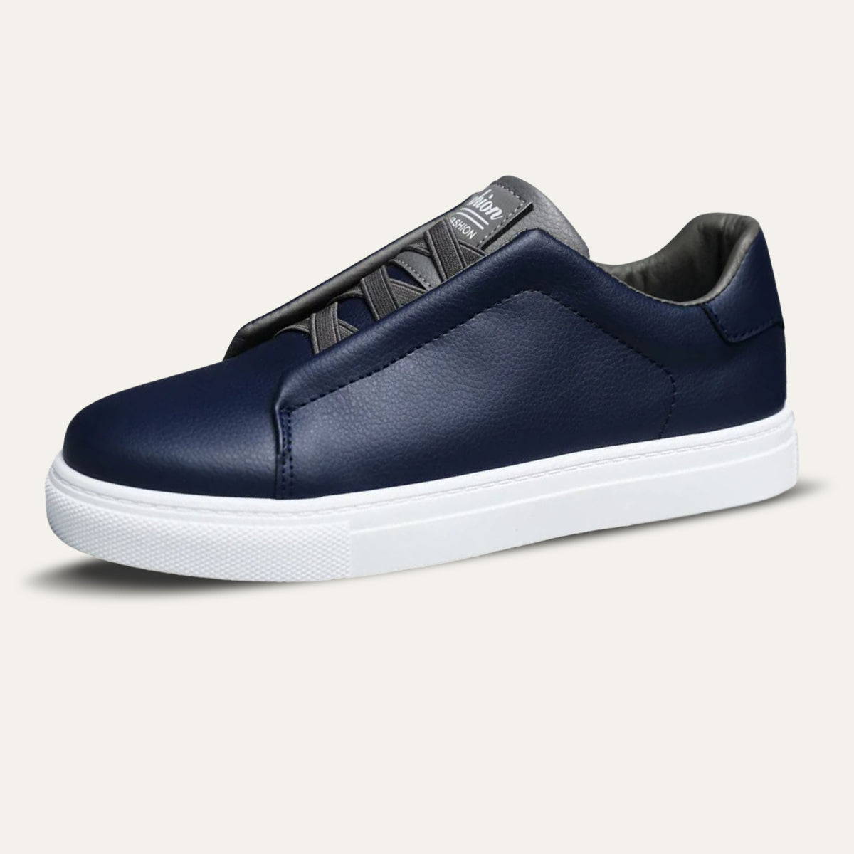 Beau | Men's Casual Leather Slip On Sneakers Black White