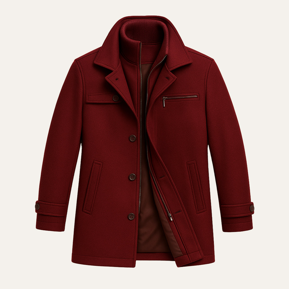 Callum | Men's Wool Blend Overcoat Camel Button Front