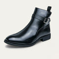 Dama Washington Axel men's black leather ankle boots buckle strap - front view