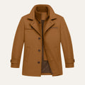 Dama Washington Callum men's wool blend overcoat camel button front - front view