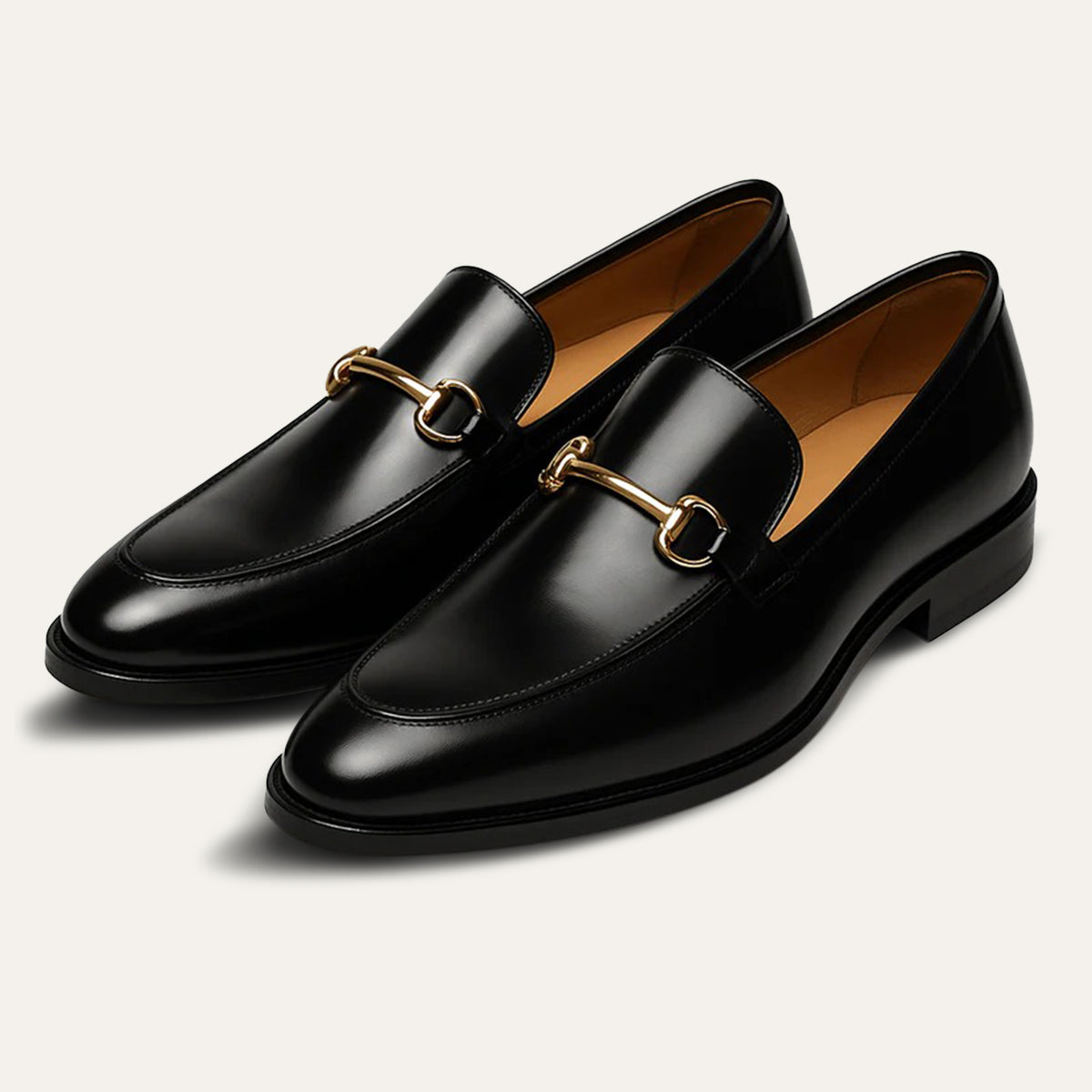 Voss | Men's Leather Horsebit Loafer Black Gold Hardware