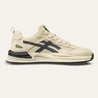 Dama Washington Bram men's cream navy mesh lace up runner sneaker - front view