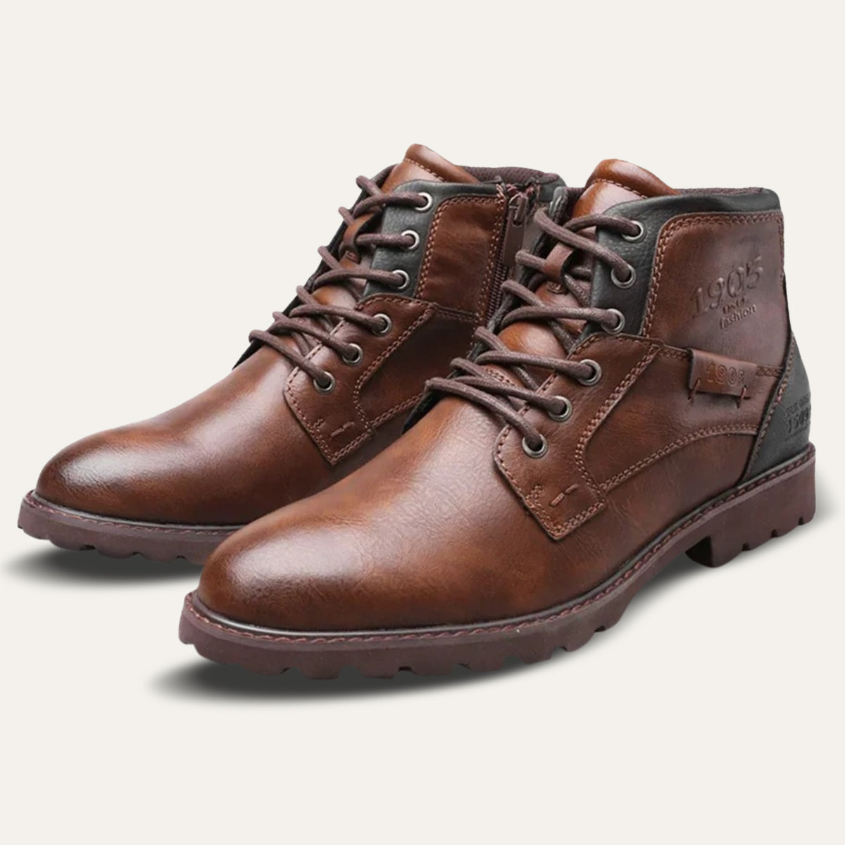 Axel | Men's Leather Combat Boots Brown Lace Up