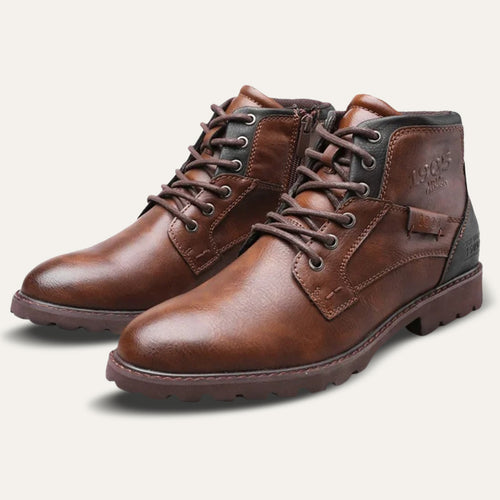 Dama Washington Axel men's leather combat boots brown lace up - front view