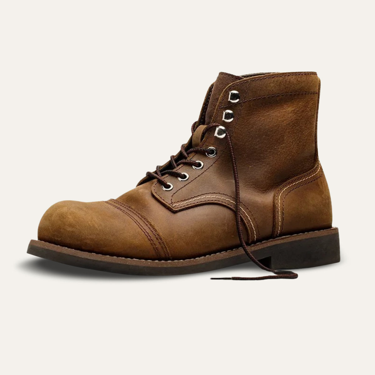 Beau | Men's Lace Up Work Boots Brown Leather