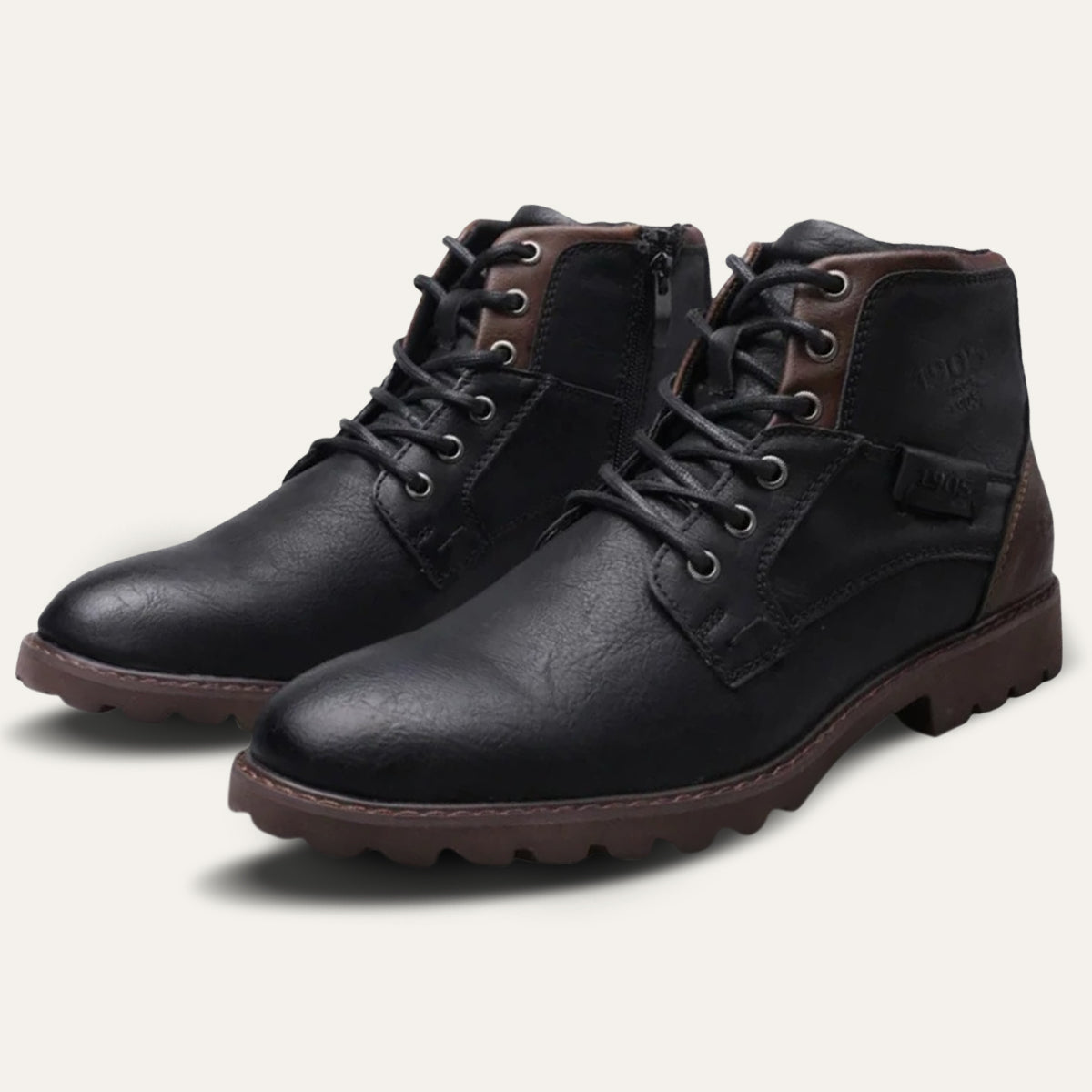 Axel | Men's Leather Combat Boots Brown Lace Up