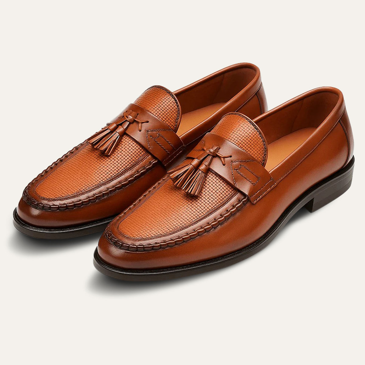 Axel | Men's Leather Tassel Loafer Brown Cognac