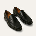 Dama Washington Axel men's black leather penny loafers slip on - front view