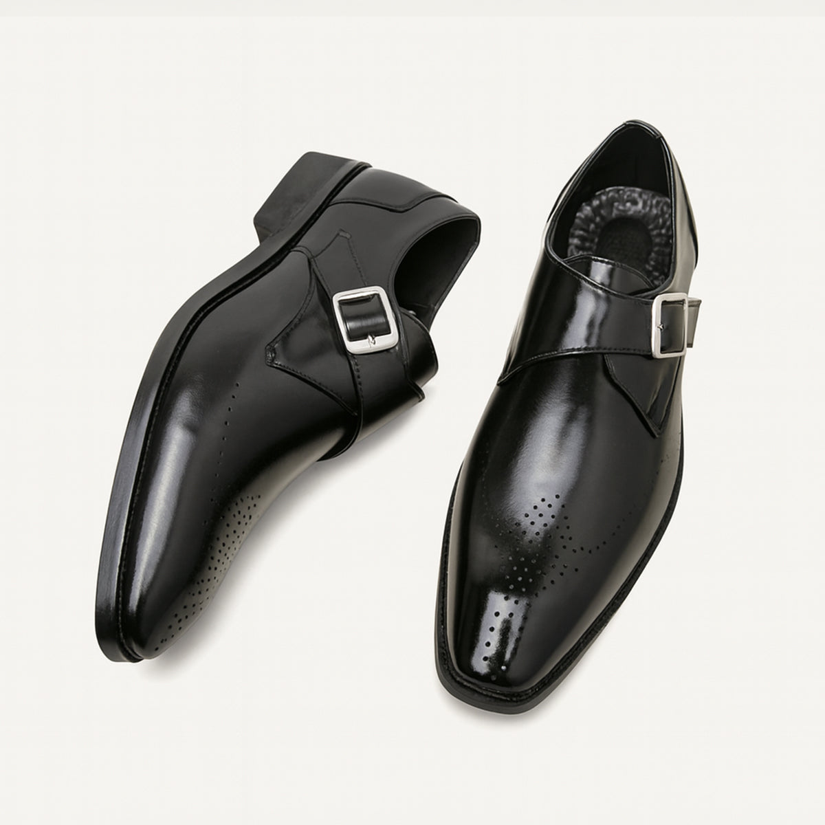 Thorne | Men's Formal Buckle Leather Dress Shoes Black
