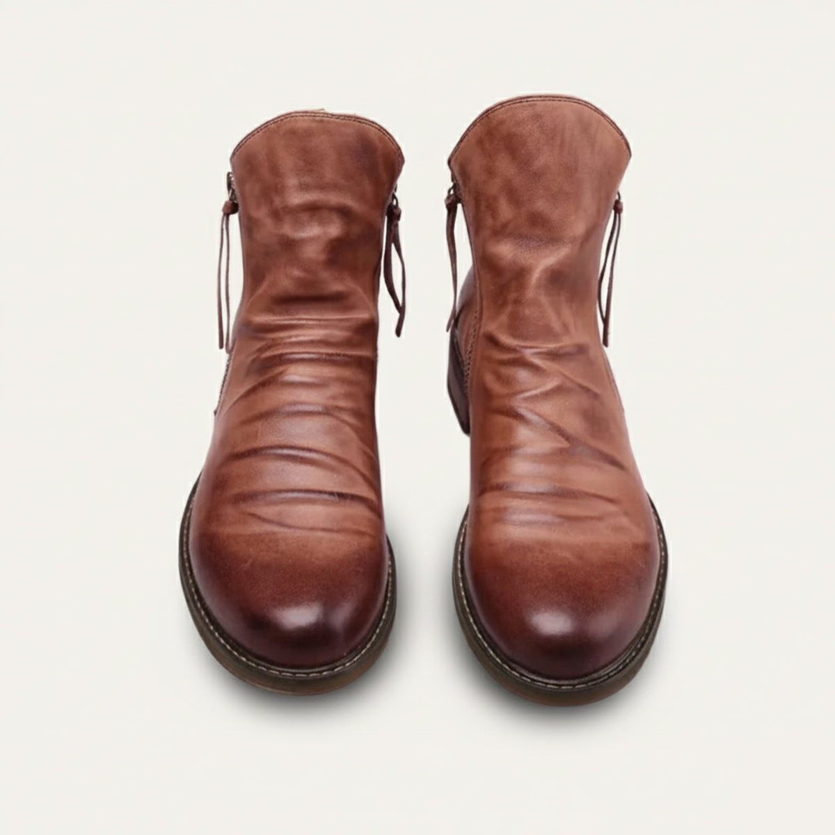 Callum | Men's Brown Leather Chelsea Boots Zip Side