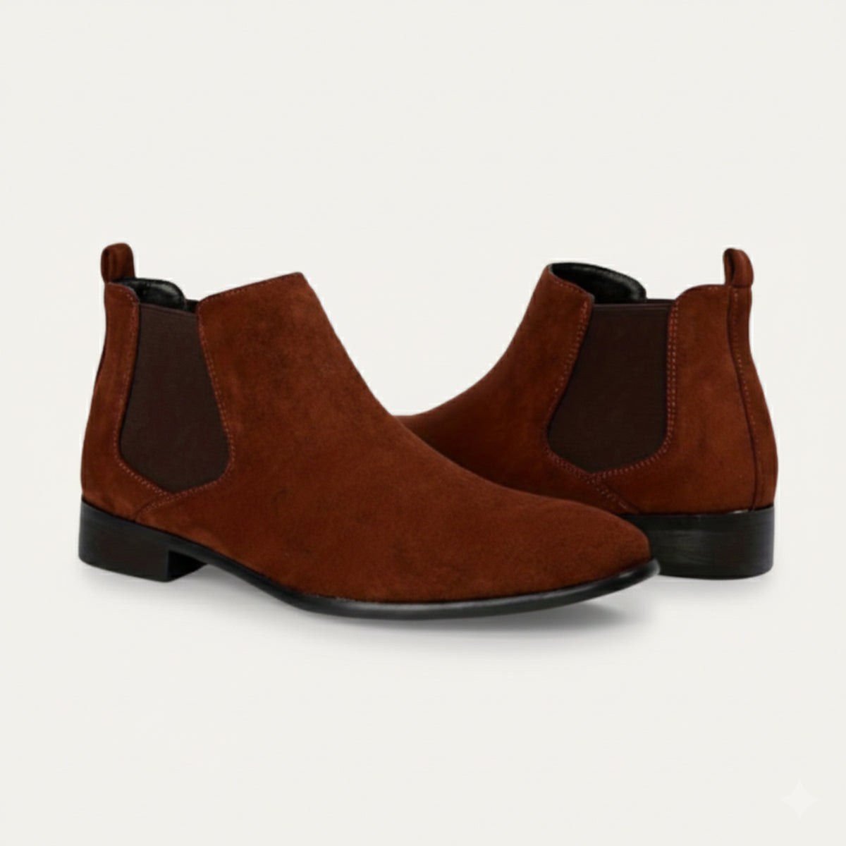 Ezra | Men's Suede Chelsea Boot Beige Black Sole