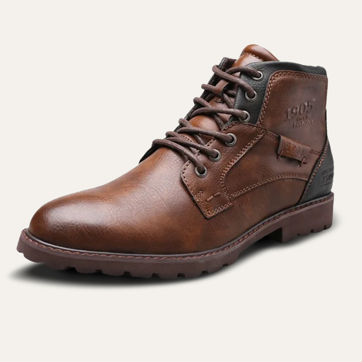 Axel | Men's Leather Combat Boots Brown Lace Up