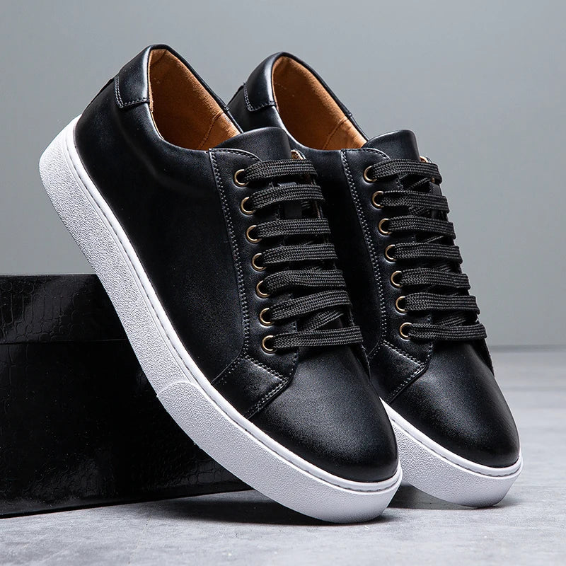 Axel | Men's Leather Lace Up Sneaker Tan White Sole