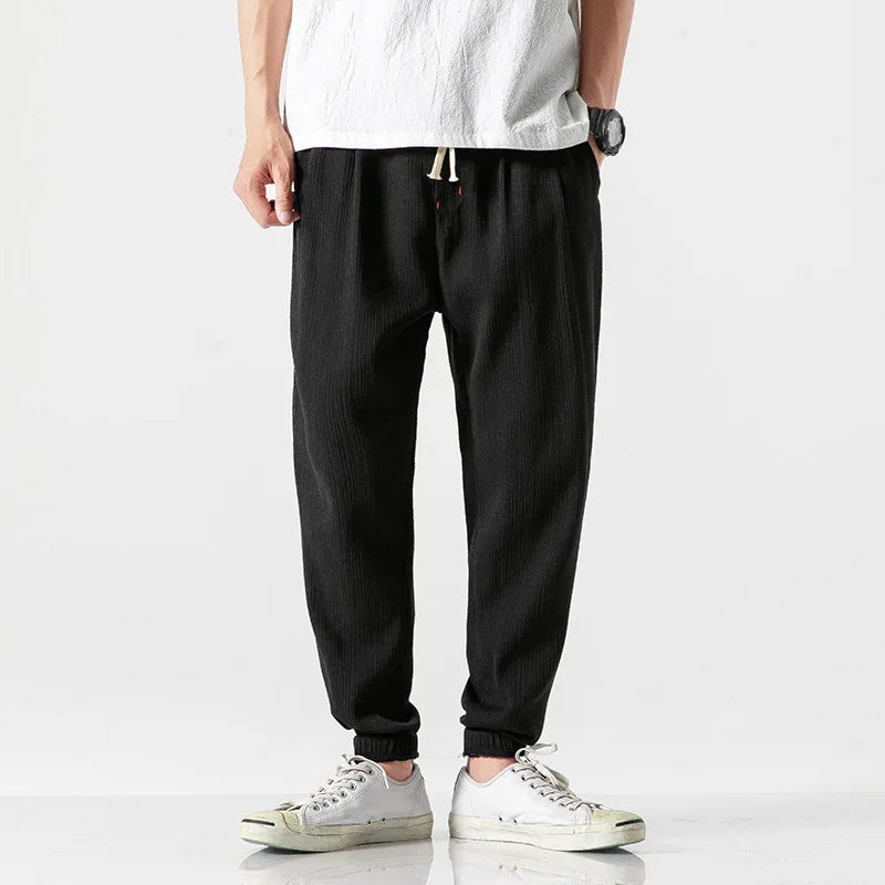 Ash | Men's Linen Pants Tapered Jogger Khaki