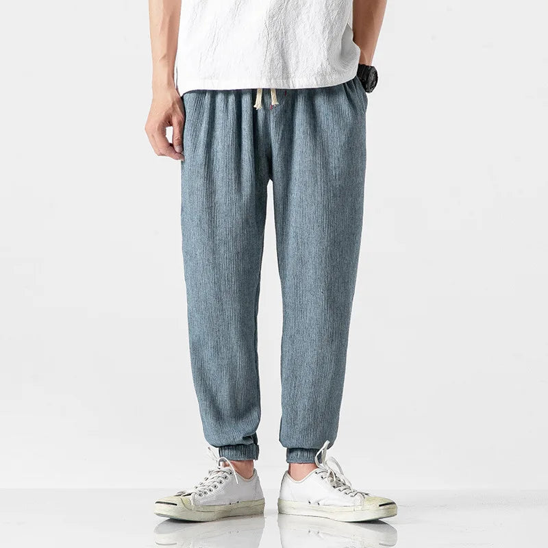Ash | Men's Linen Pants Tapered Jogger Khaki