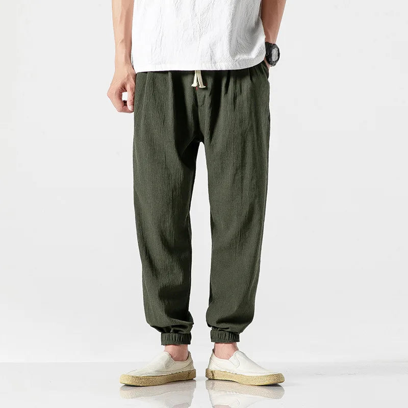 Ash | Men's Linen Pants Tapered Jogger Khaki