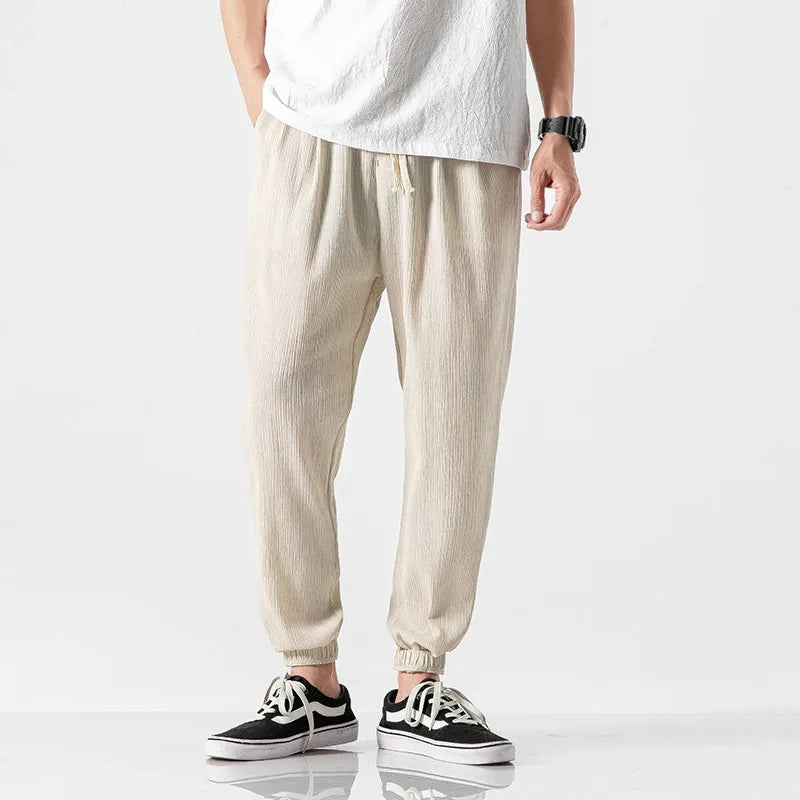 Ash | Men's Linen Pants Tapered Jogger Khaki