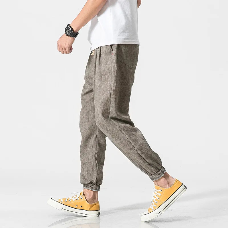 Ash | Men's Linen Pants Tapered Jogger Khaki
