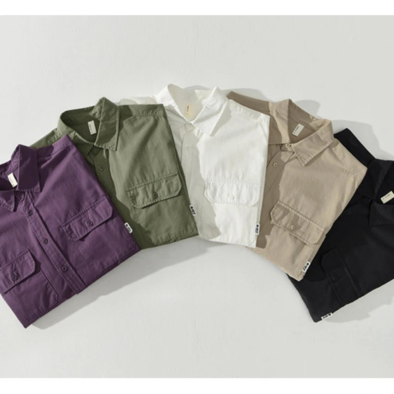 Axel | Men's Vintage Overshirt Purple Long Sleeve Button Up