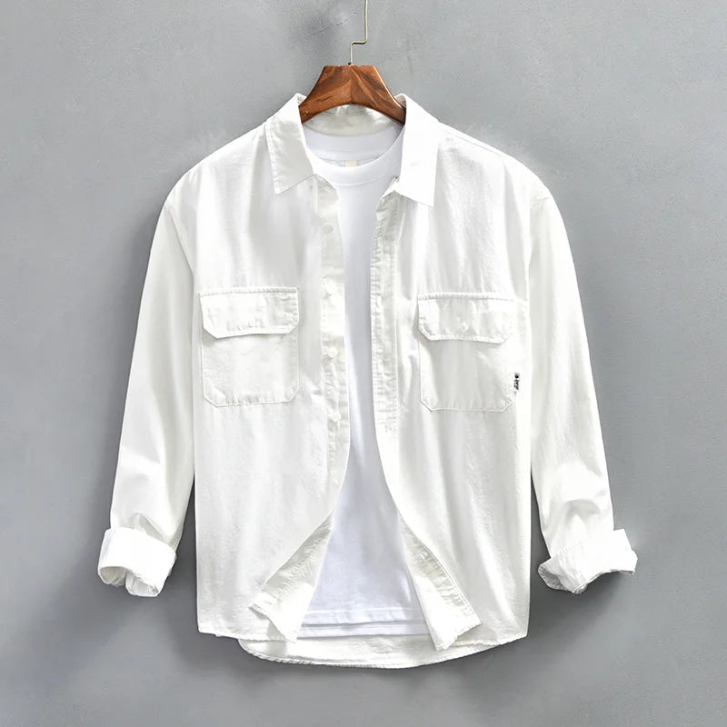 Axel | Men's Vintage Overshirt Purple Long Sleeve Button Up