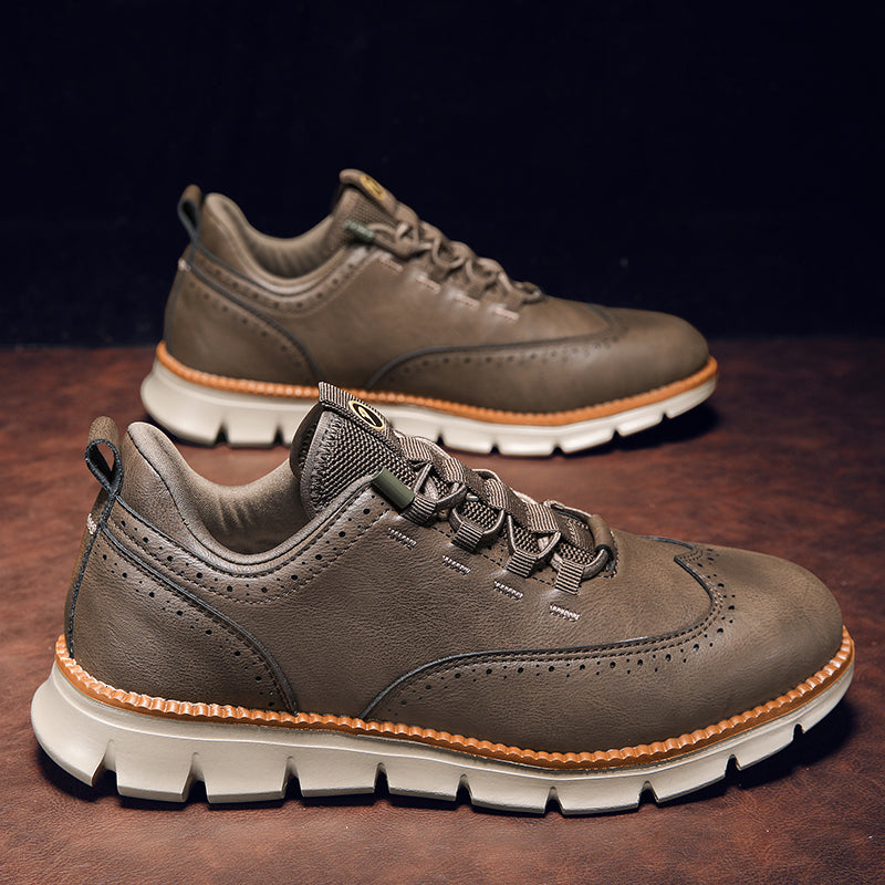 Axel | Men's Leather Oxford Sneaker Black Tan