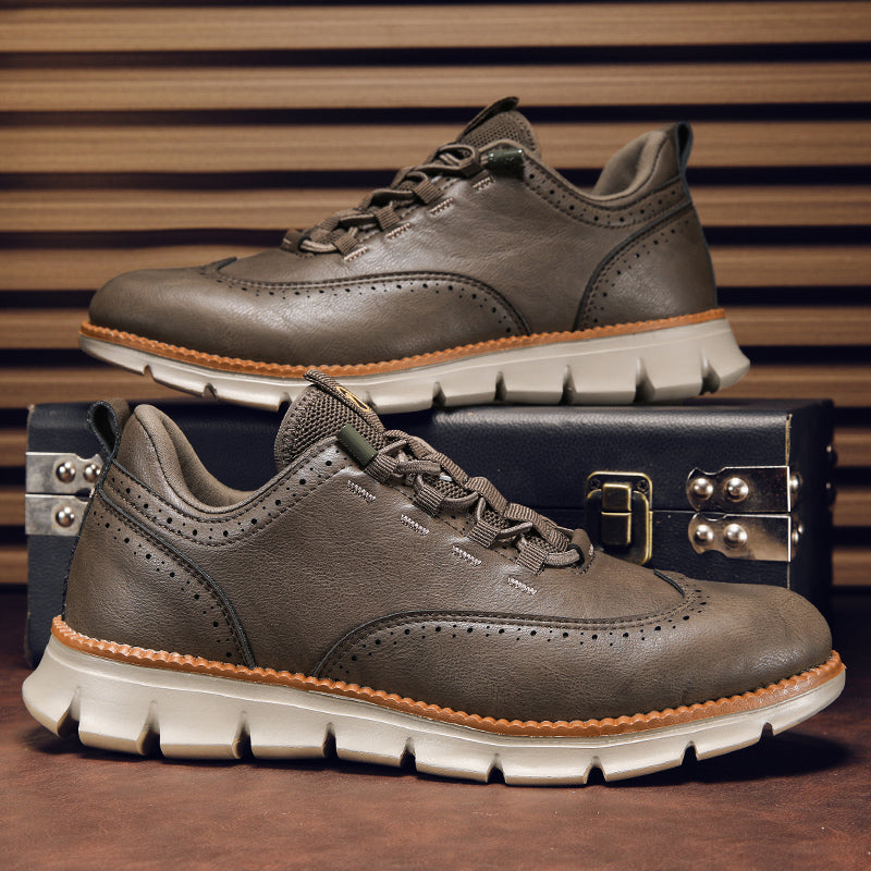 Axel | Men's Leather Oxford Sneaker Black Tan