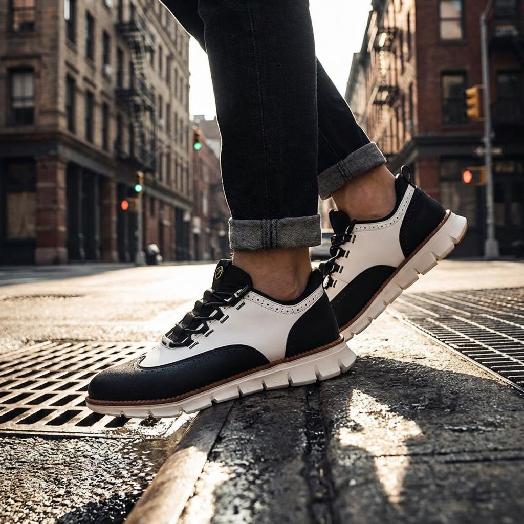 Axel | Men's Leather Oxford Sneaker Black Tan