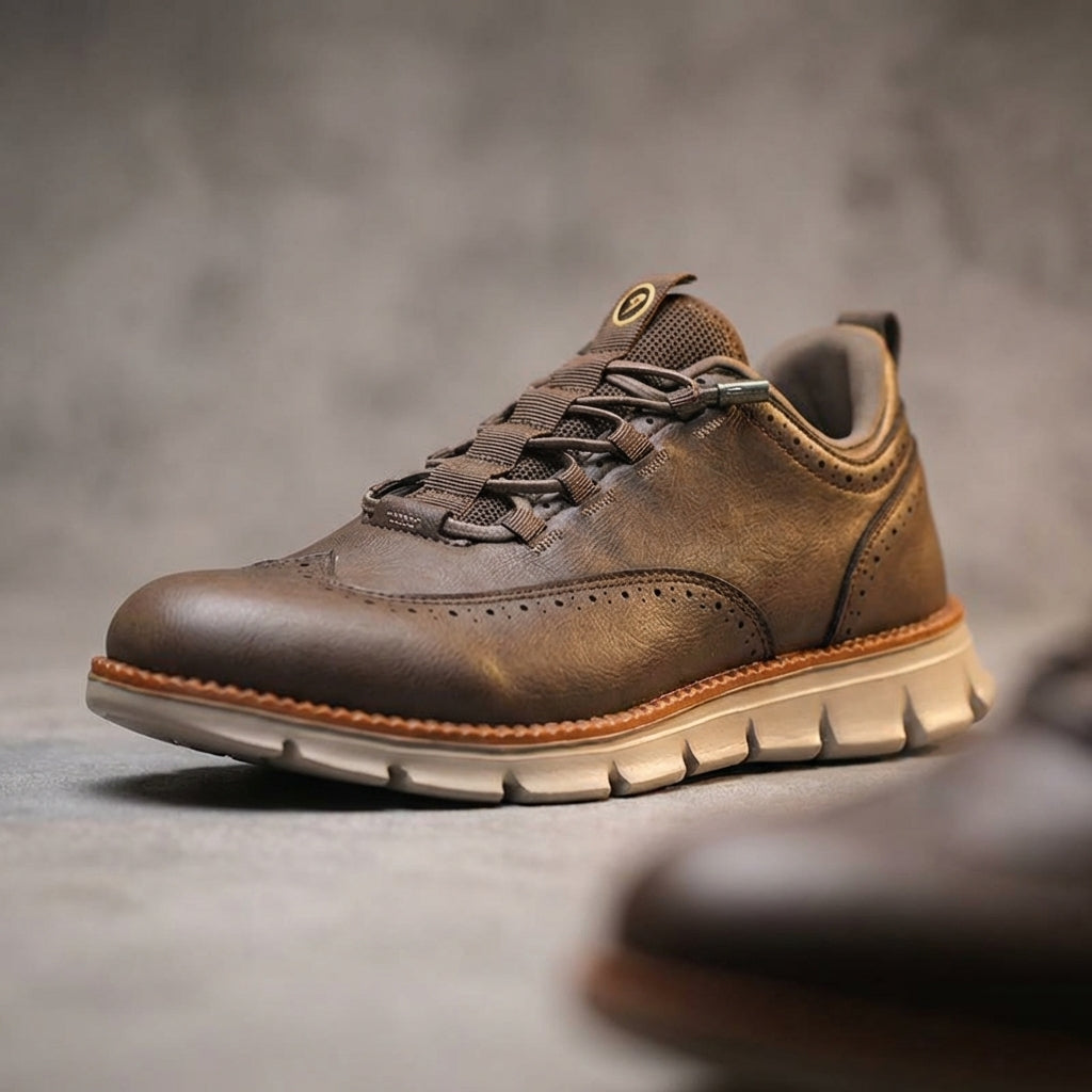 Axel | Men's Leather Oxford Sneaker Black Tan