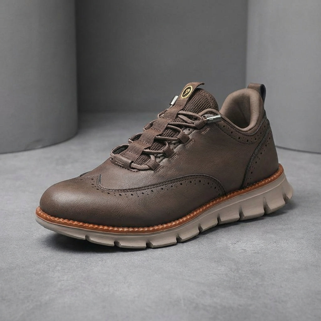 Axel | Men's Leather Oxford Sneaker Black Tan