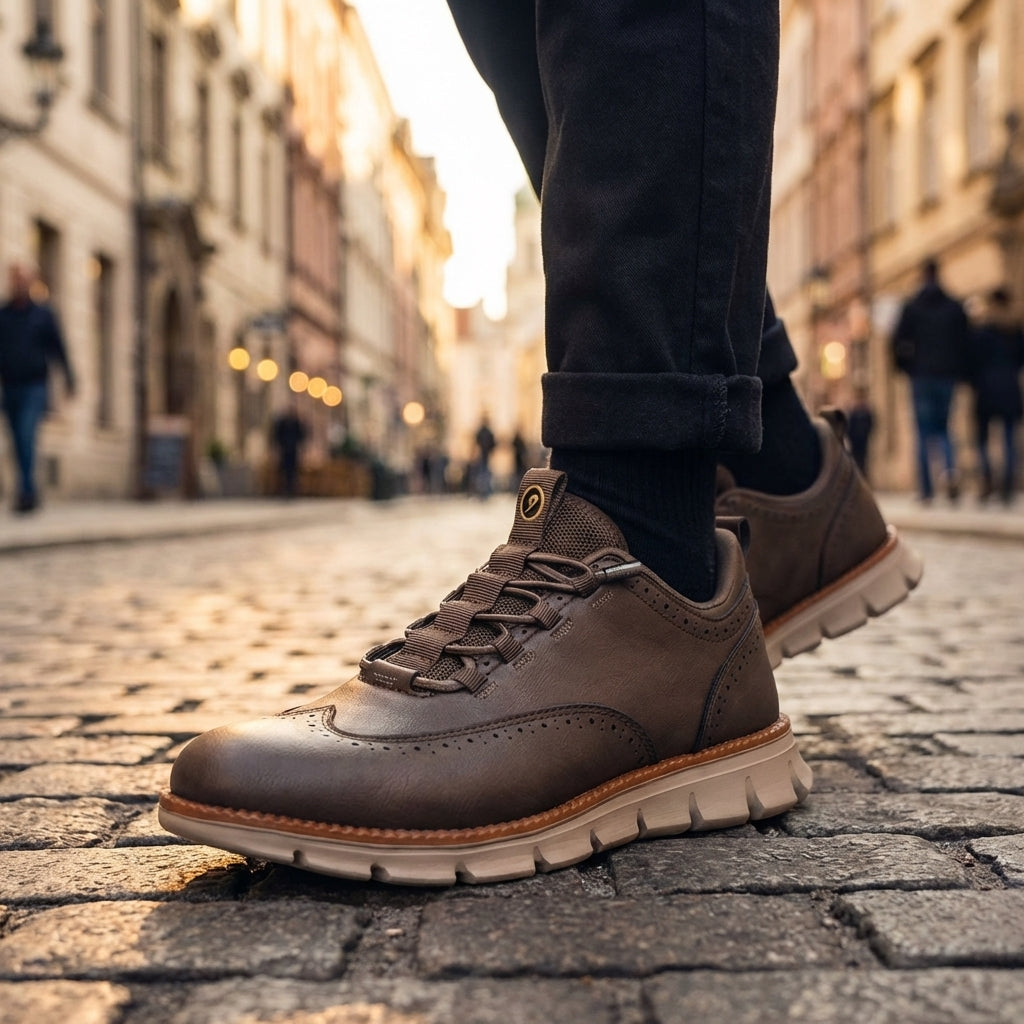 Axel | Men's Leather Oxford Sneaker Black Tan