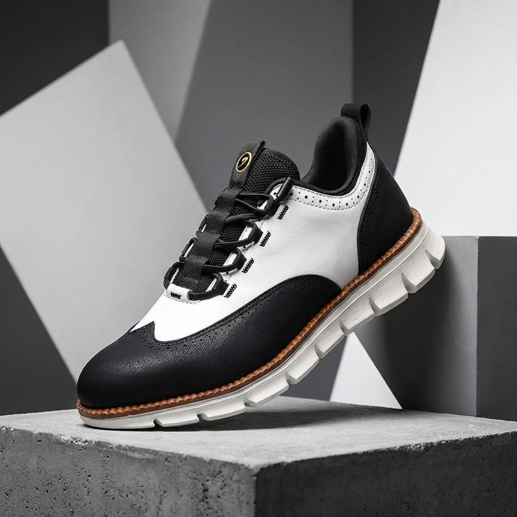 Axel | Men's Leather Oxford Sneaker Black Tan