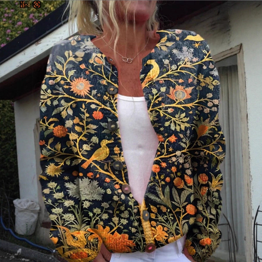 Lola | Women's Floral Quilted Cardigan Red Button Up