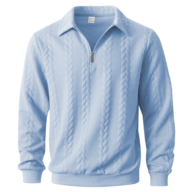 Hugo | Men's Cable Knit Quarter Zip Sweater Light Blue