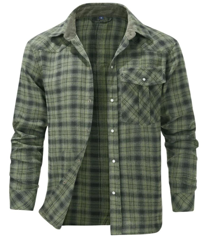 Reed | Men's Flannel Shirt Red Plaid Long Sleeve