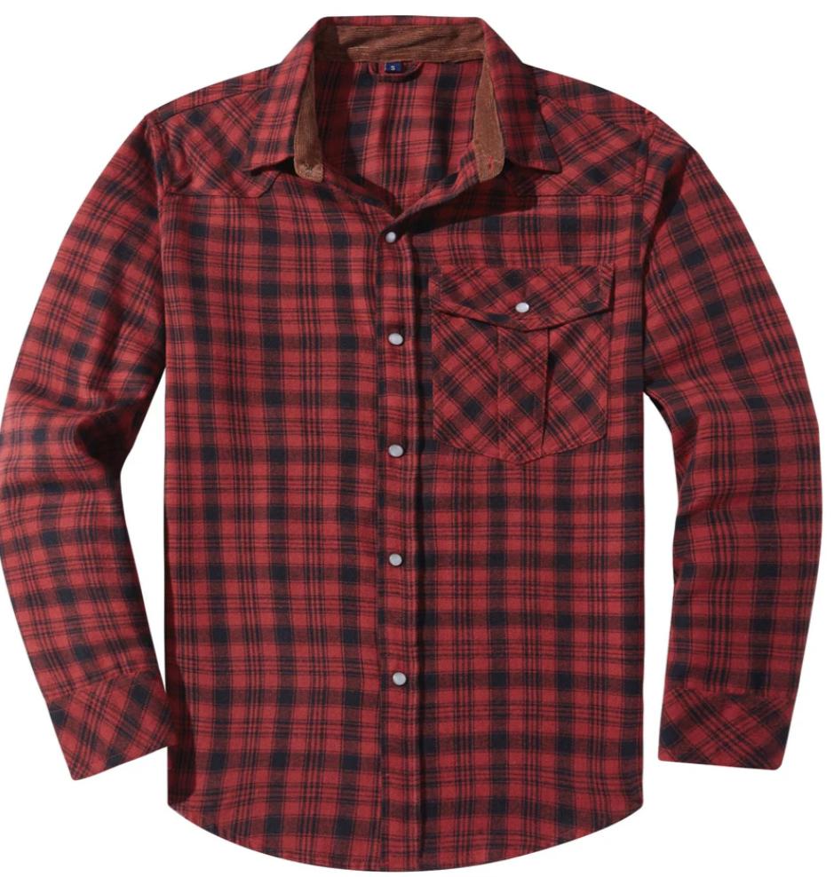 Reed | Men's Flannel Shirt Red Plaid Long Sleeve