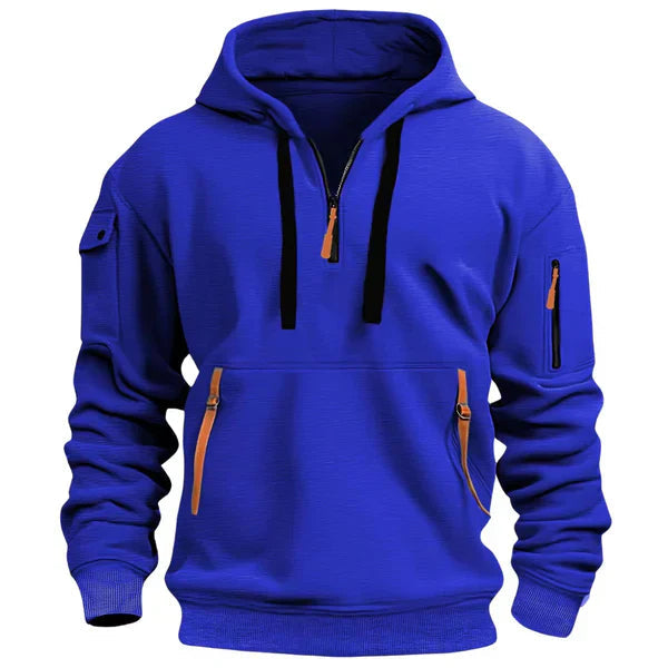 Voss | Men's Half Zip Hoodie Gray Cargo Pockets