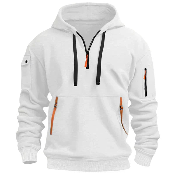Voss | Men's Half Zip Hoodie Gray Cargo Pockets
