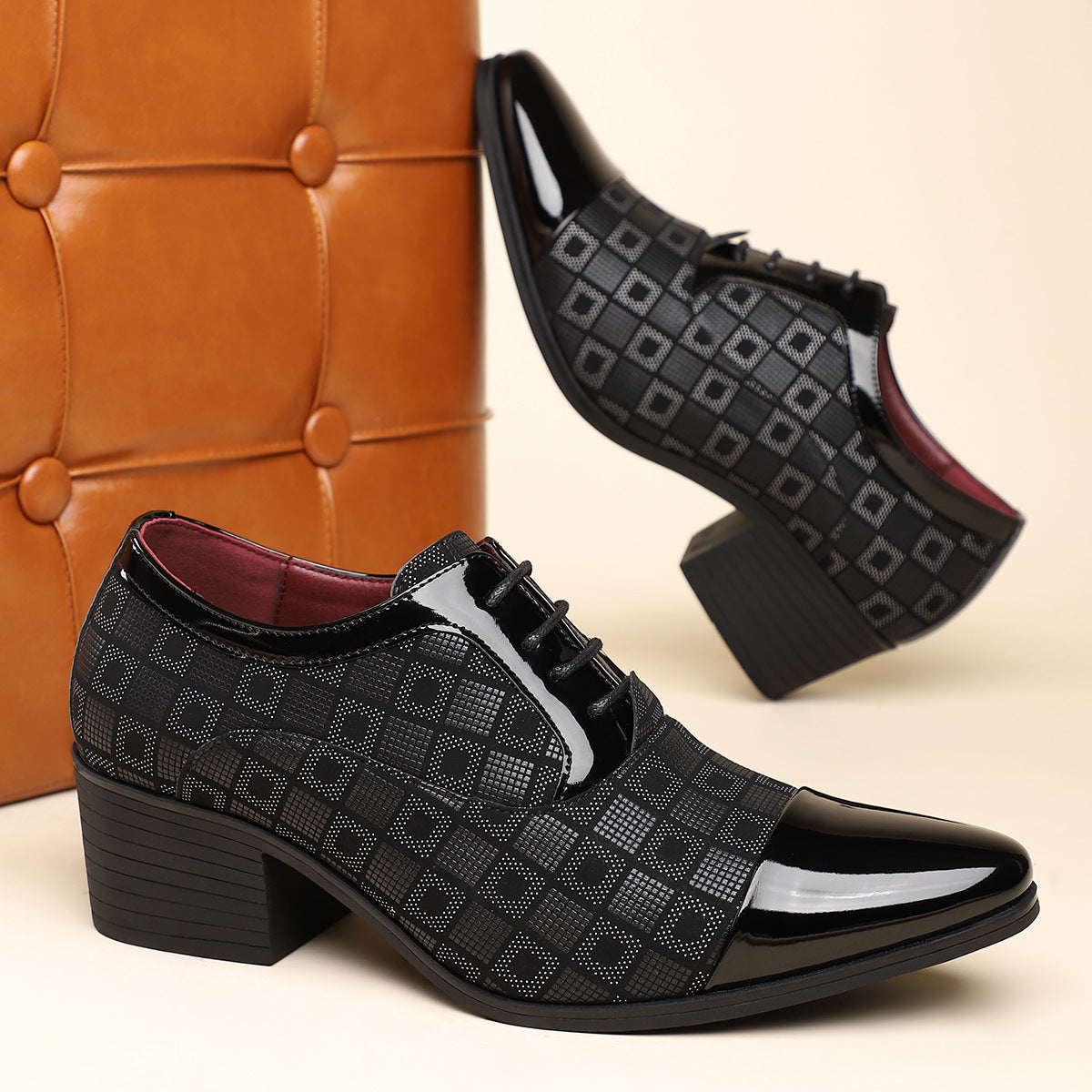 Axel | Men's Dress Shoes Brown Patent Leather Oxford Lace Up