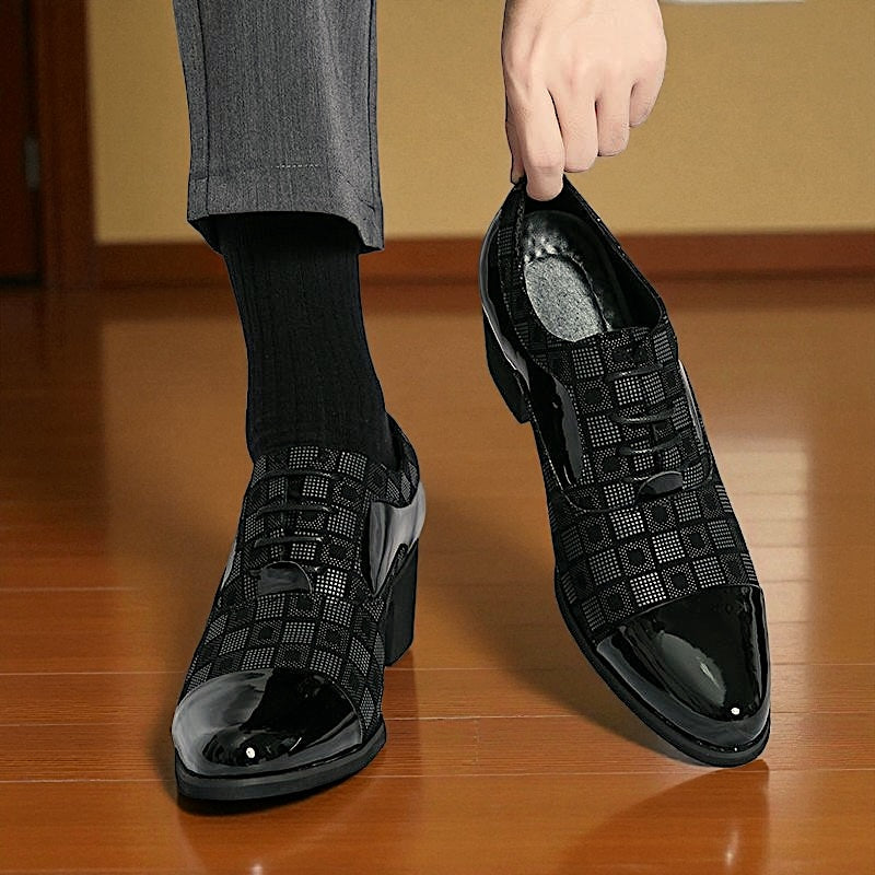 Axel | Men's Dress Shoes Brown Patent Leather Oxford Lace Up