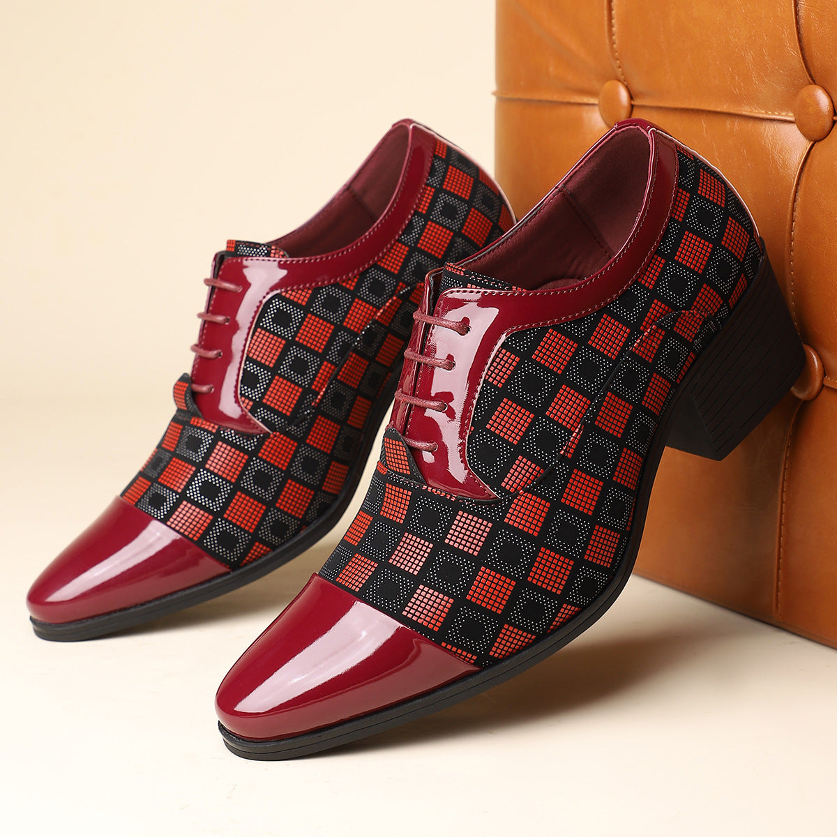 Axel | Men's Dress Shoes Brown Patent Leather Oxford Lace Up