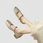 Dama Washington Wren women's mary jane flat green velvet gold buckle - view 13
