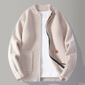 Dama Washington Beau men's casual ribbed zip cardigan cream - front view
