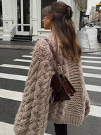 Dama Washington Sable women's cable knit sweater cream oversized fit - view 4
