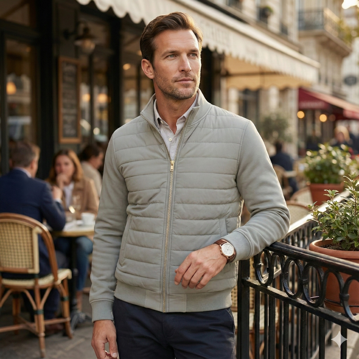 Bram | Men's Quilted Puffer Jacket Navy Blue Zip Up