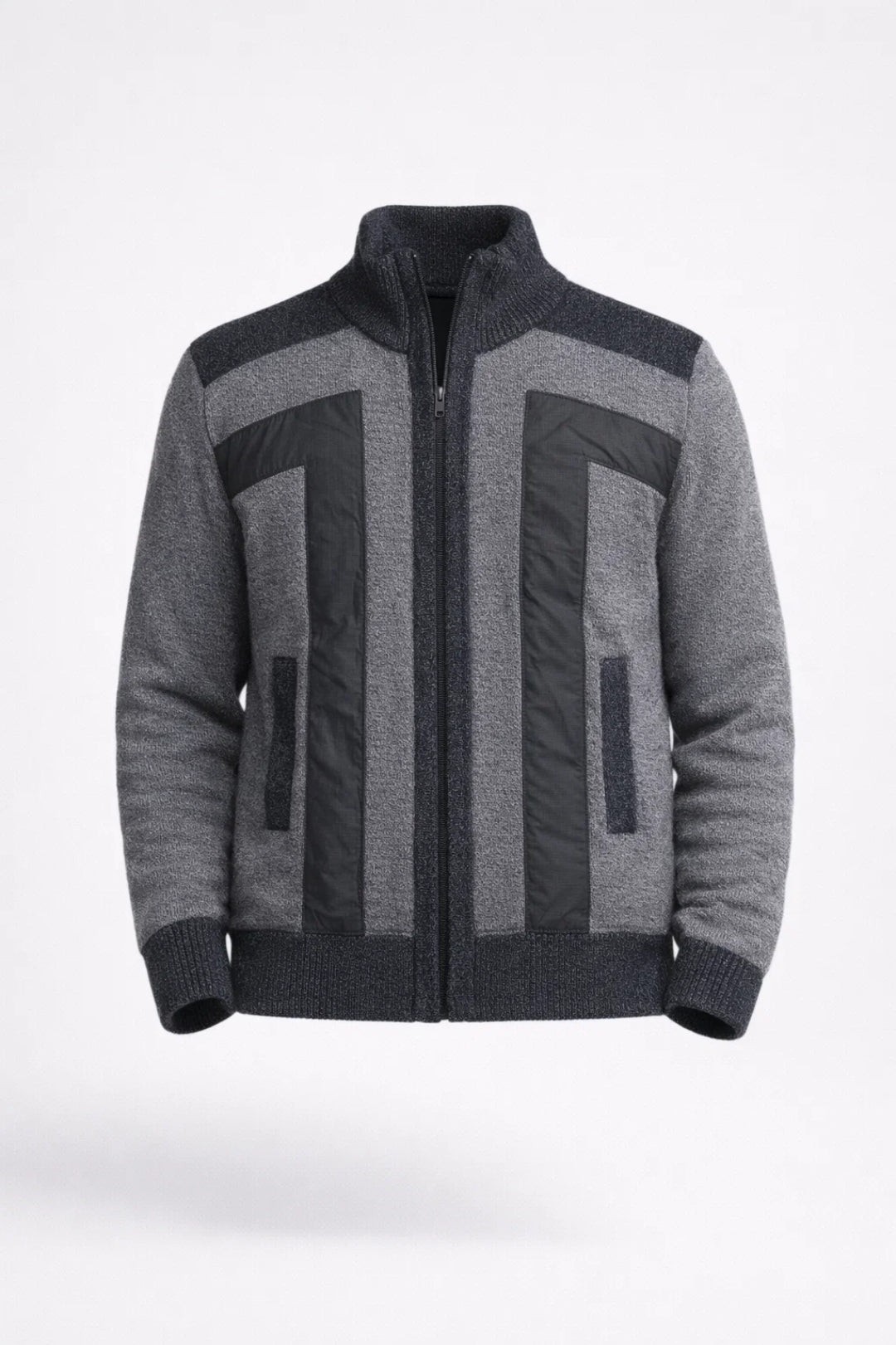 Arlo | Men's Zip Up Cardigan Sweater Gray Navy Color Block