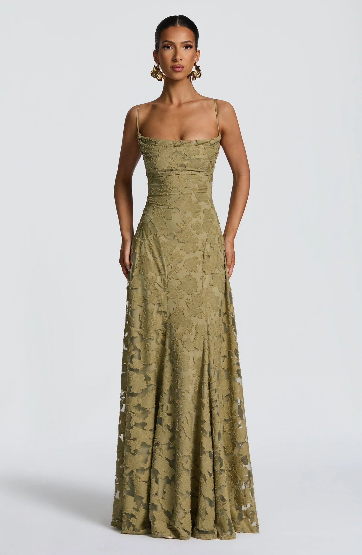 Dama Washington Stella women's lace maxi dress burgundy spaghetti strap - view 2