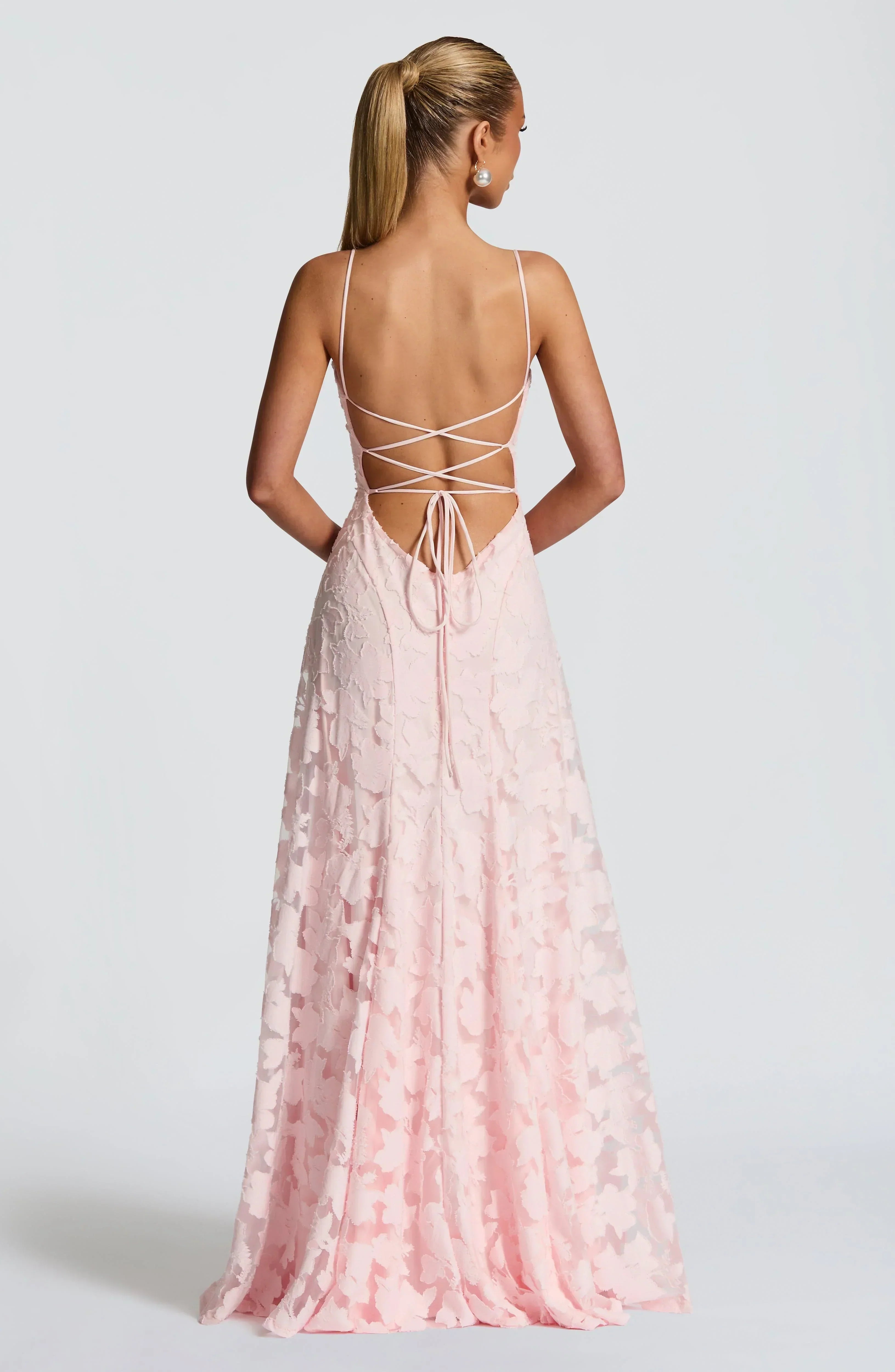 Stella | Women's Lace Maxi Dress Burgundy Spaghetti Strap