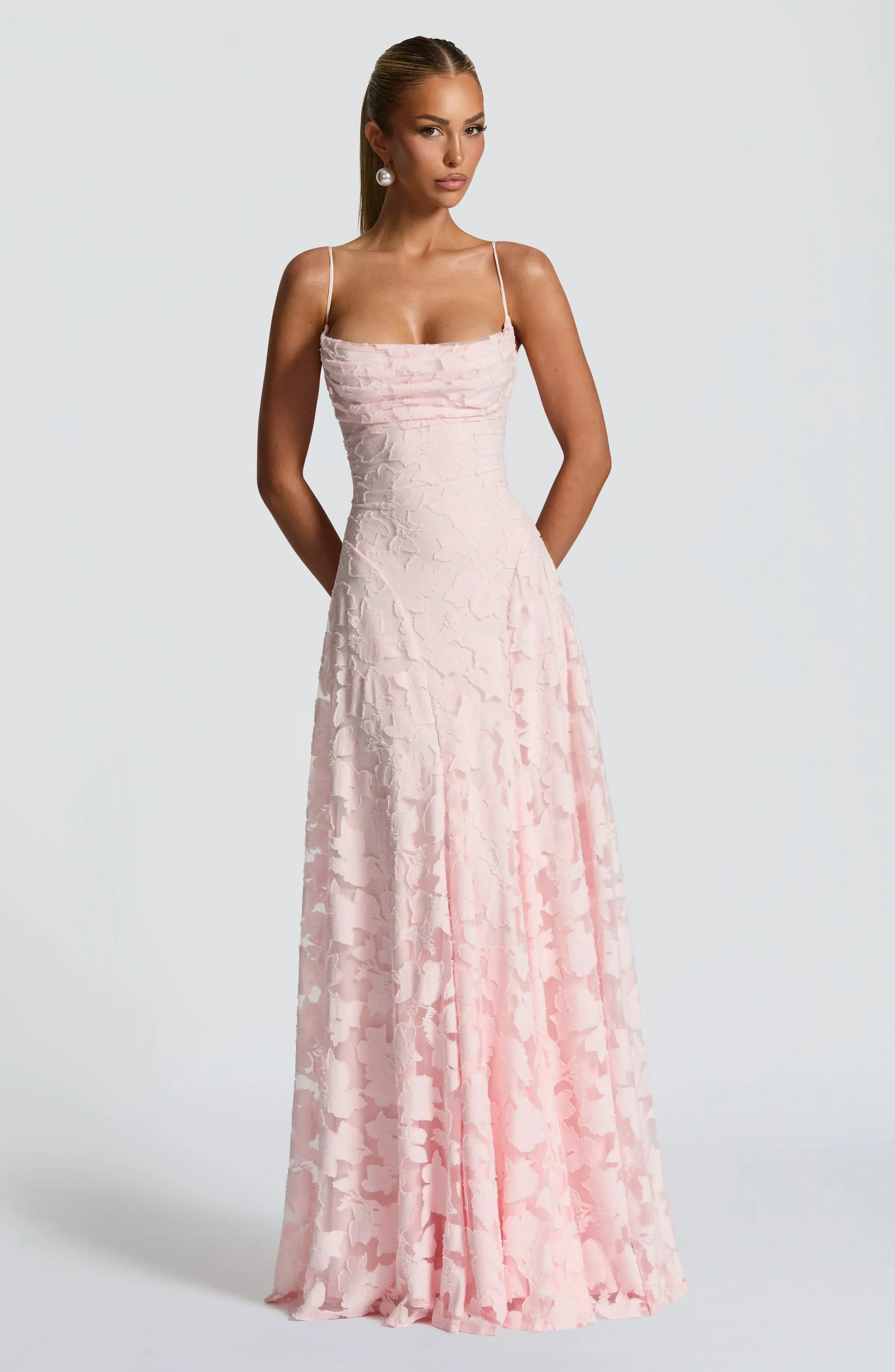 Stella | Women's Lace Maxi Dress Burgundy Spaghetti Strap