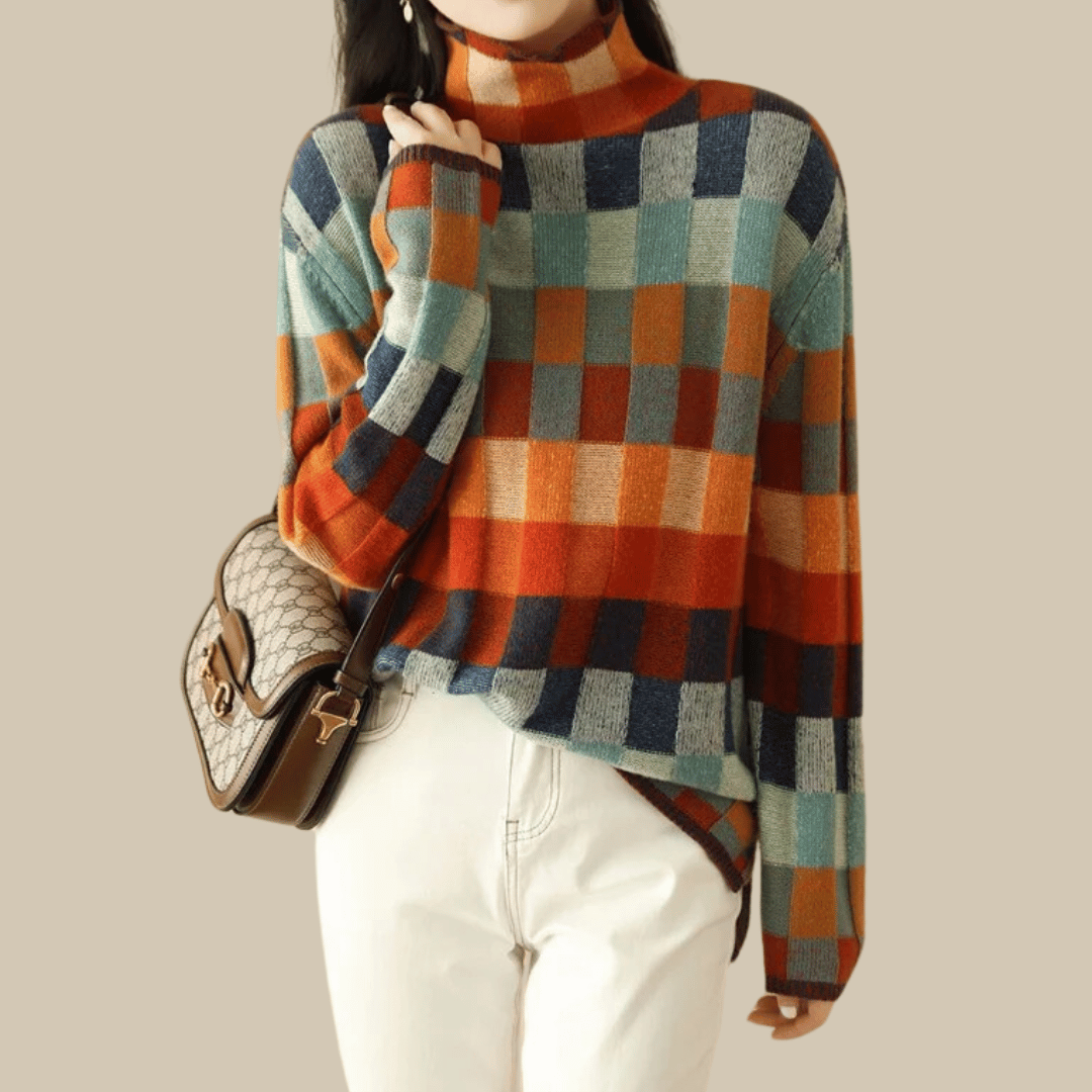 Dama Washington Freya turtleneck color block sweater - front view